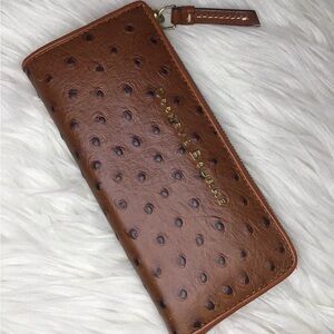 Dooney zip clutch ostrich leather wallet
